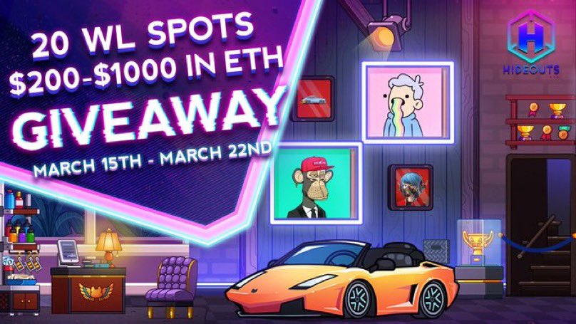 BEASTMODECARTER's tweet image. 🚀HIDEOUTS GIVEAWAY 🎁

▪️ 20 WL Spots
▪️ 200$ in ETH
▪️ ETH Prize starting at $200, increasing up to $1,000*

🔥To Enter:
1⃣ Follow: @HideoutsXYZ
2⃣ Retweet and tag 2 friends
3⃣ Join Discord: discord.gg/snpHSyD2

#NFTCommunity #NFT #ETHGiveaway #nftart #NFTCollection 

#ad