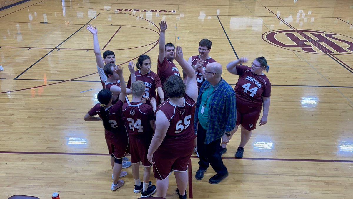 LockportHS205's tweet photo. Porters, let’s goooo!
Special Olympics Basketball Game! 
#PorterPride 
St. Baldrick's Foundation https://t.co/rihlGFo5ly