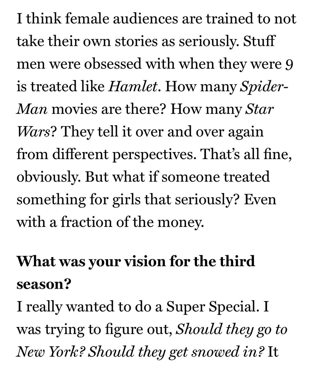 Tempted to screenshot every line in this wonderful interview but this part— followed by the idea of a Super Special episode!— really did me in