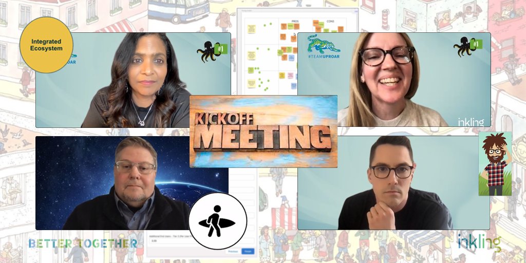 RVPTJV's tweet photo. RT inkling "So in all honestly the word FUN usually isn't mentioned when describing 3-days of virtual meetings. But, there are exceptions.
And our first-ever #TeamKickOff ✨ is that exception! #InklingSF https://t.co/dnlJMVWzxR"