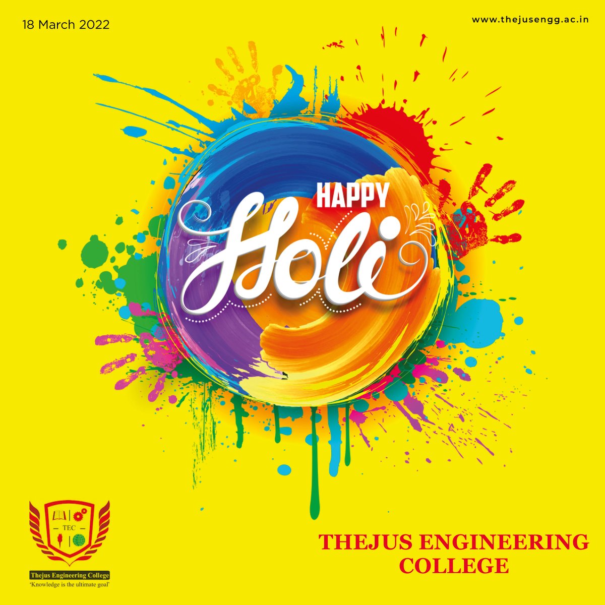 CollegeThejus's tweet photo. Wishing you all happiness, success and glory. May your Holi celebrations this year be memorable.

#happyholi #holi2022 #holifestival #festivalofcolurs #traditional #happy #festival #holicolor https://t.co/xeqXpYPLQF
