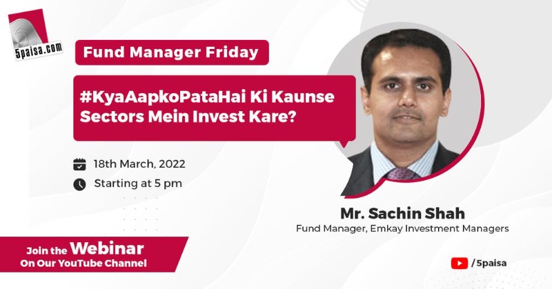 5paisa's tweet photo. #5paisaWebinar #FundManagerFriday
💭Topic: #KyaAapkoPataHai ki kaunse sectors mein invest kare?
📅Date: 18th March
🕐Time: 5pm
✅ Guest: Mr. Sachin Shah, Fund Manager, @EmkayInvestment
Join!👇
#SectoralAnalysis #SectorInvestment #SectorWiseInvestment #SectoralInvesting