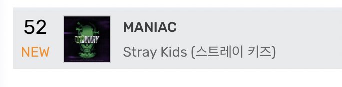 SEUNGM1NE's tweet photo. MANIAC debuted at #52 for Melon Realtime chart (old system) and #41 in Genie chart!!!! https://t.co/yAlov84uBO