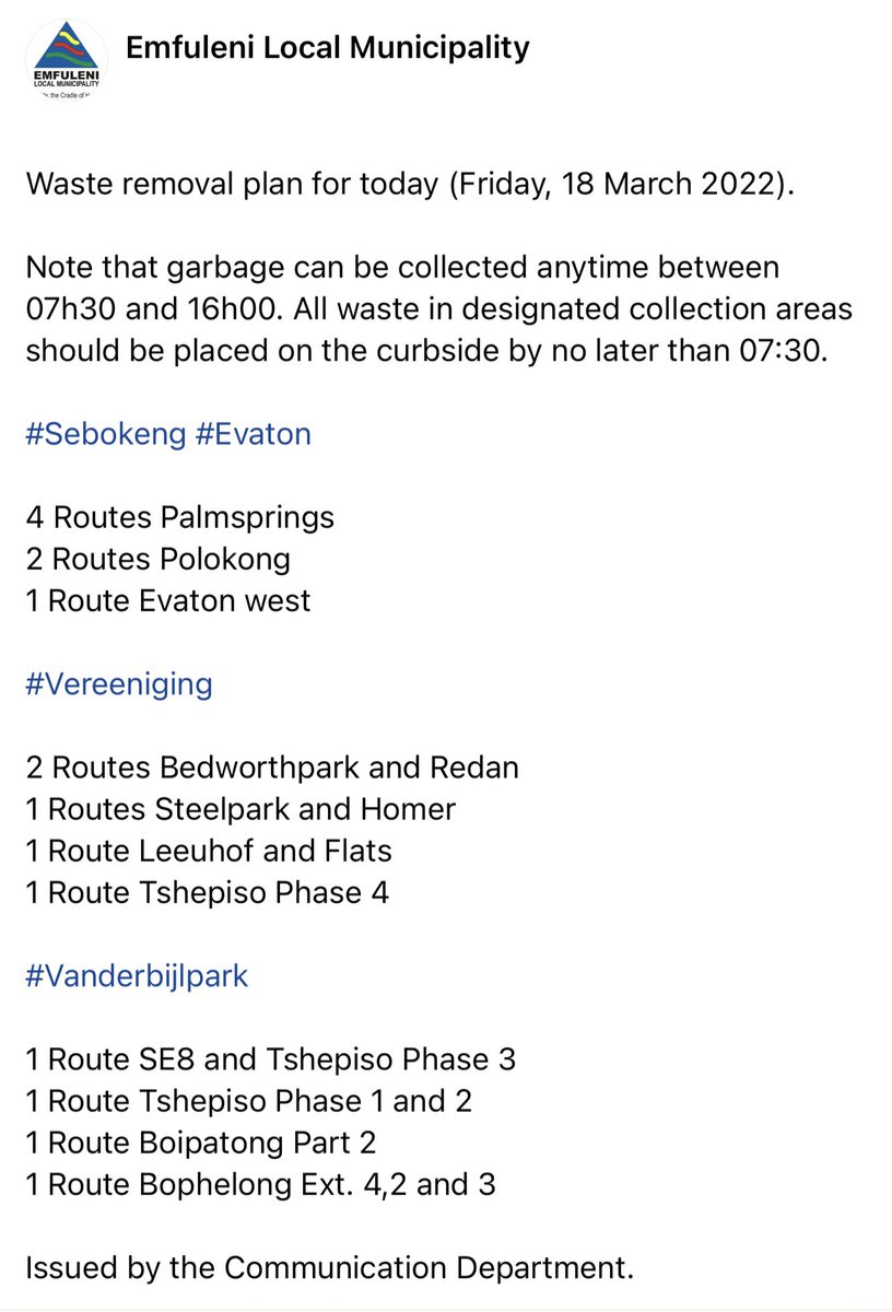 WASTE COLLECTION PLAN