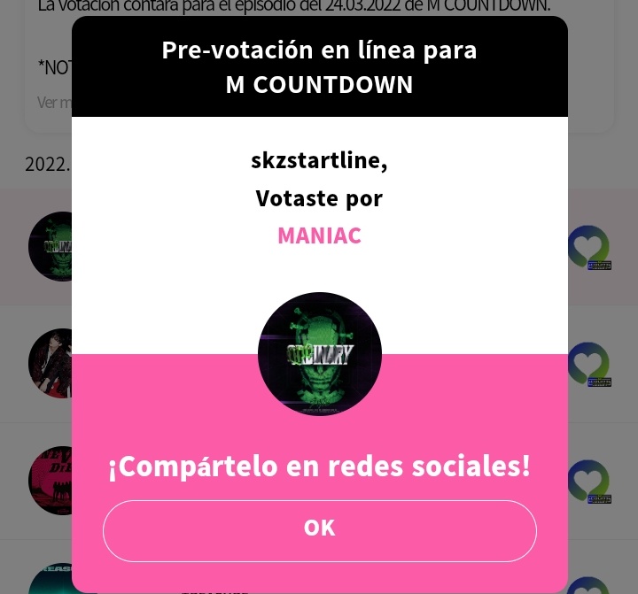 skzstartline's tweet photo. 📣 PRE-VOTACIÓN EN WHOSFAN DISPONIBLE 

¡STAY, vayan a votar por #MANIAC_SKZ en la app whosfan, debemos ganar si o si el 1er puesto! https://t.co/mZTdXxQBeL