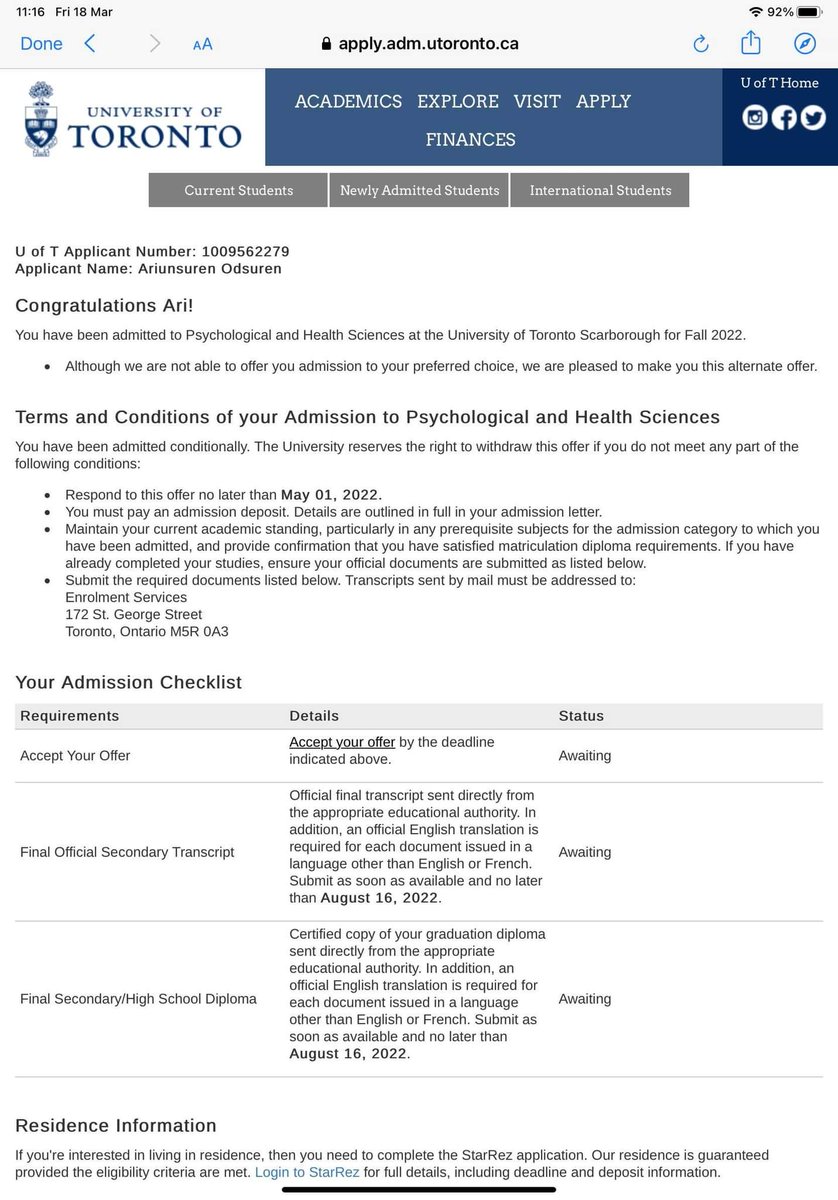 Охин маань Торонтогийн Их Сургуульд тэнцэж Цэргийн баяраар аавыгаа баярлуулав 🥳🥳🥳