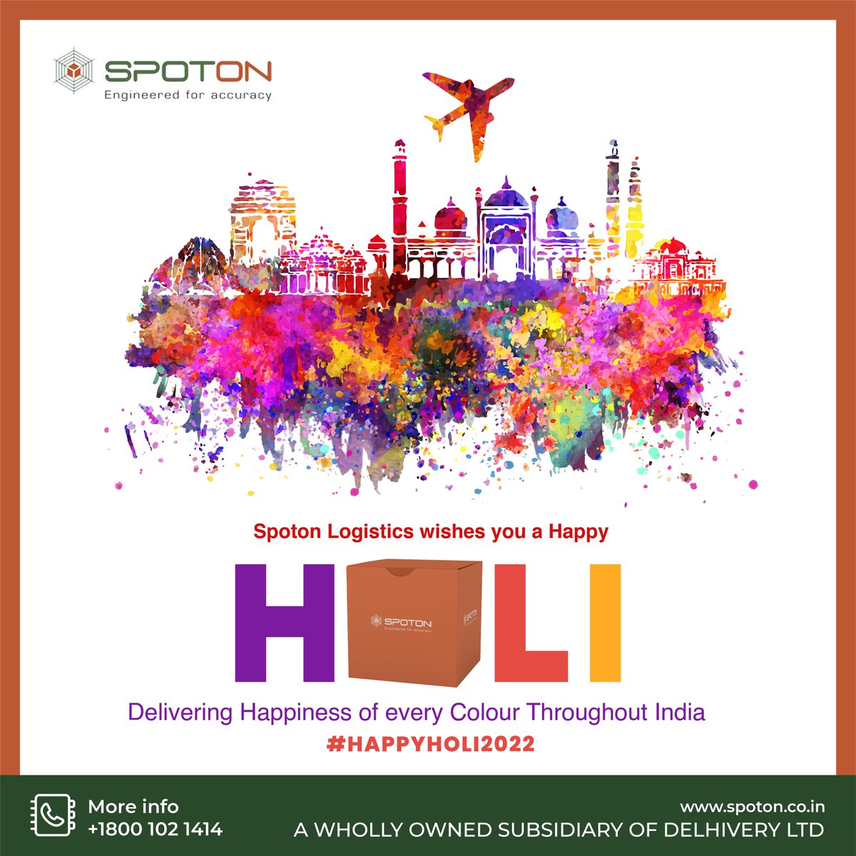 spoton_India's tweet photo. Spoton Logistics wishes you all a very Happy Holi! 🌈
#HappyHoli2022 https://t.co/ZXz6Dzf8es