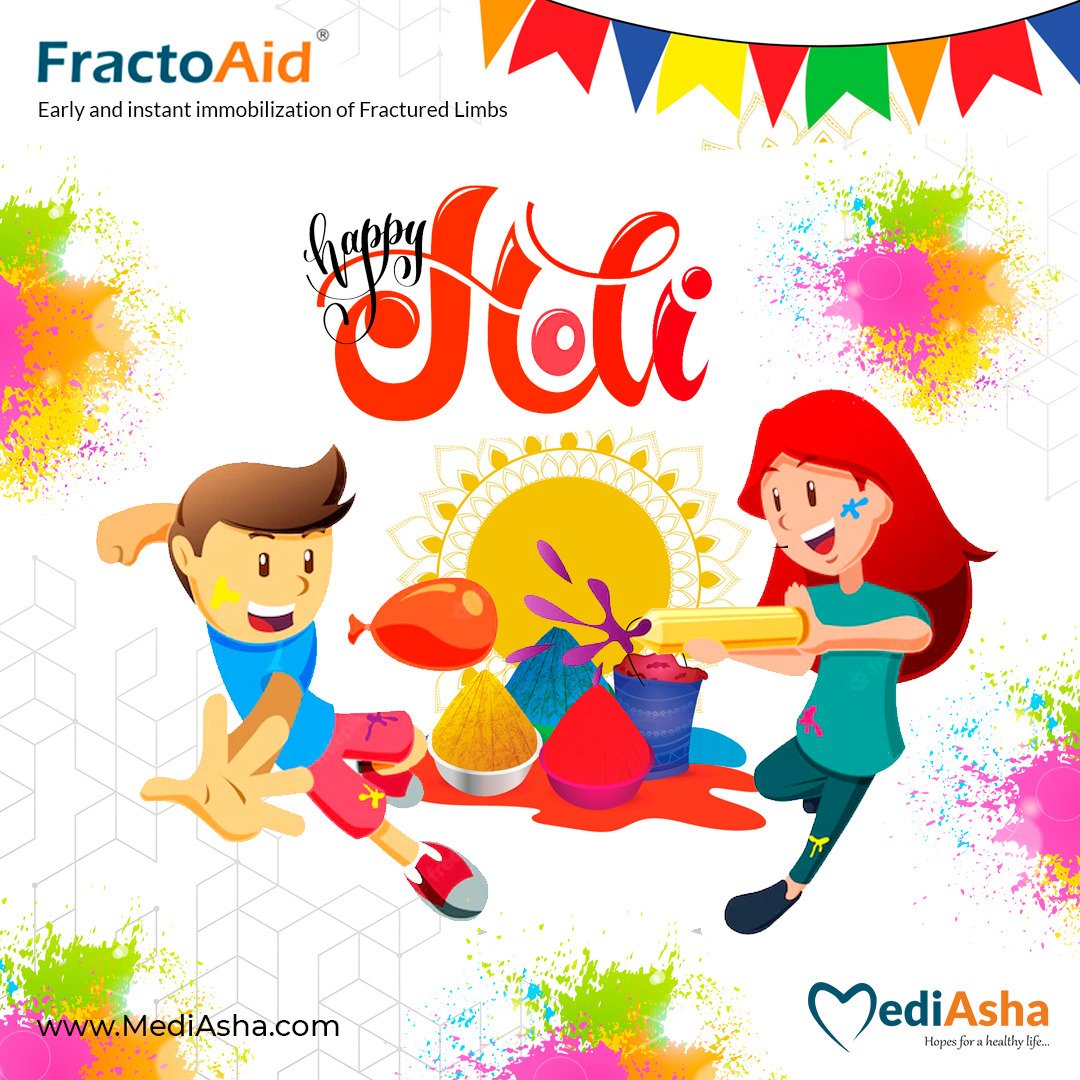 MediAsha_Tech's tweet photo. Holi is a great time to break the ice, rekindle relationships, and bond with those you care about through the use of color! 🌈
MediAsha wishes you a colourful and happy holi! ✨
#Holi #HappyHoli #Holi2022 #mediasha #bone #fracture #fractoaid #week #healthy #bonehealth https://t.co/9EQ03aCn6r