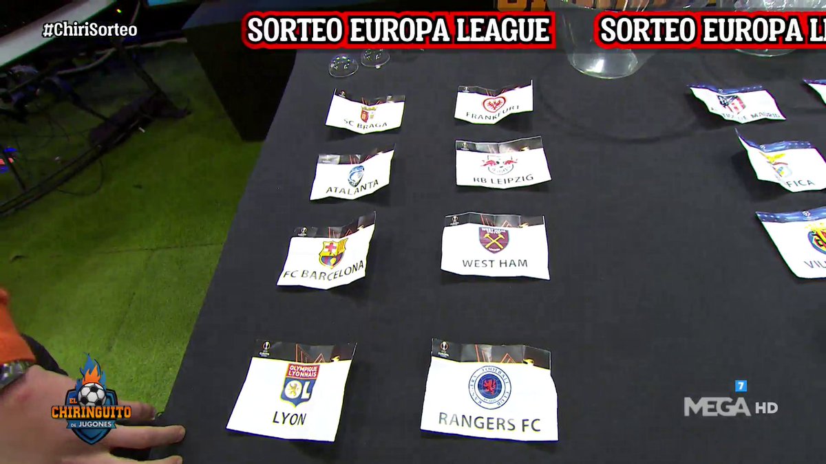 elchiringuitotv's tweet photo. 👀¡El #ChiriSorteo de la EUROPA LEAGUE!👀
💥Braga - Eintracht Frankfurt
💥Atalanta - RB Leipzig
💥Barça - West Ham
💥Lyon - Rangers
🤔¿Qué te parece?🤔 https://t.co/JZ58RQHA27
