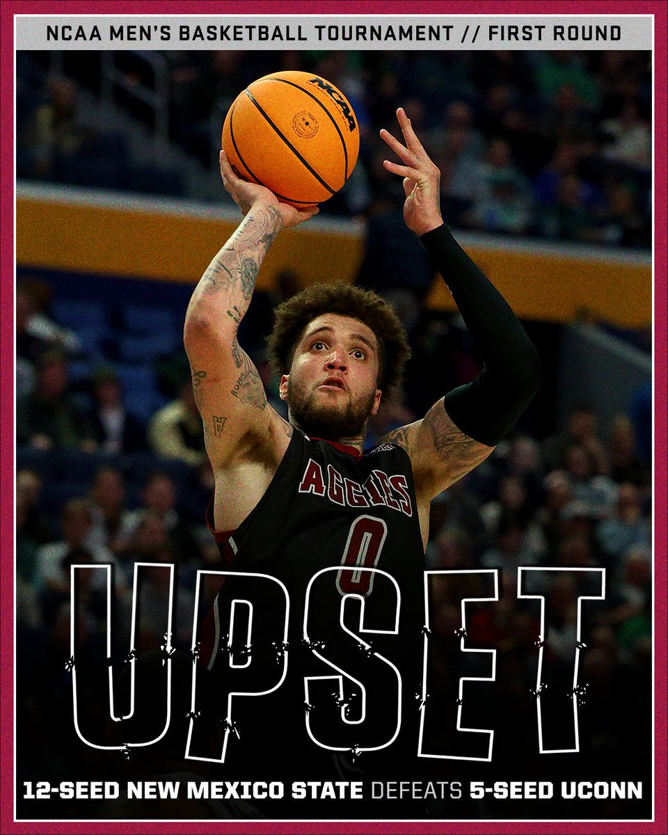 espn's tweet photo. THE SECOND 12-SEED TO WIN TODAY 😱 @NMStateMBB https://t.co/NirPWrP0UU