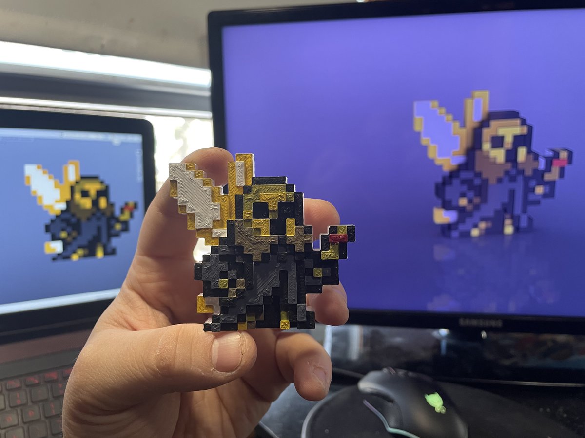 XplosiveA's tweet photo. Mr. Hat made me realize that Gray tones are as hard to match as Purple tones.
Actually matching colors in general is hard. I'm not a good artist I swear these take so long to get right lol.
#ShovelKnight #MrHat #FairyFriday #3dmodeling #3dprinted #acrylic @YachtClubGames https://t.co/2thajs4p3f