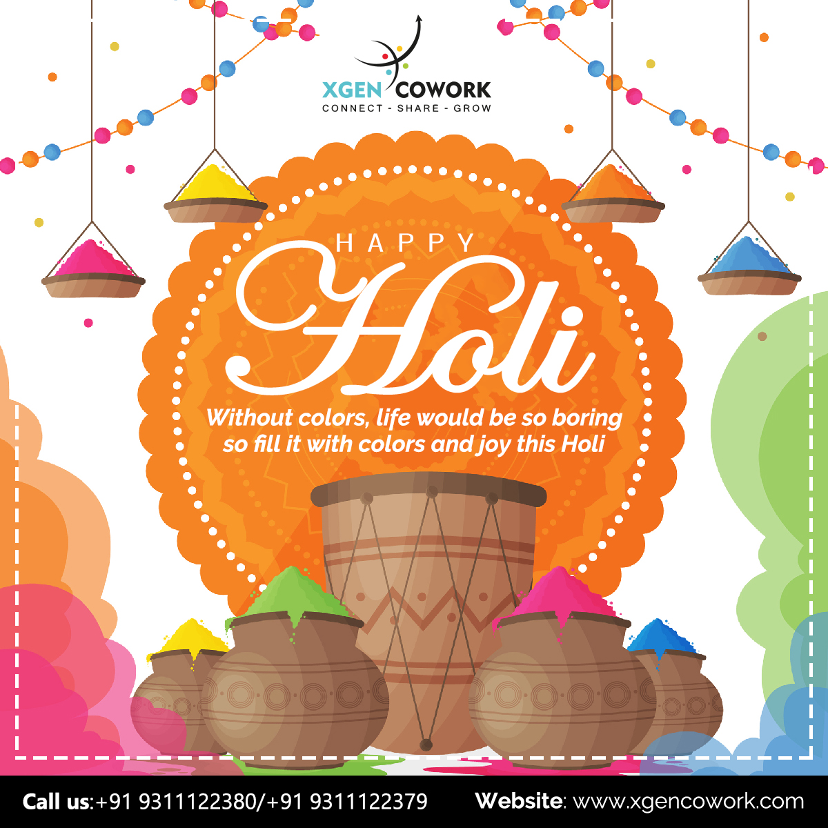 May the spirit of Holi bring you happiness. The warmth of Holi brings you joy, and the joy of Holi brings you hope. Xgen Cowork wishes everyone a joyous Holi!

#holi #holihai #holihain #colorfulholi #rangbarse #rangbarse2022 #holi2022 #holi2022❤️🧡💛💚💙💜 #holi2022❤️ #colors