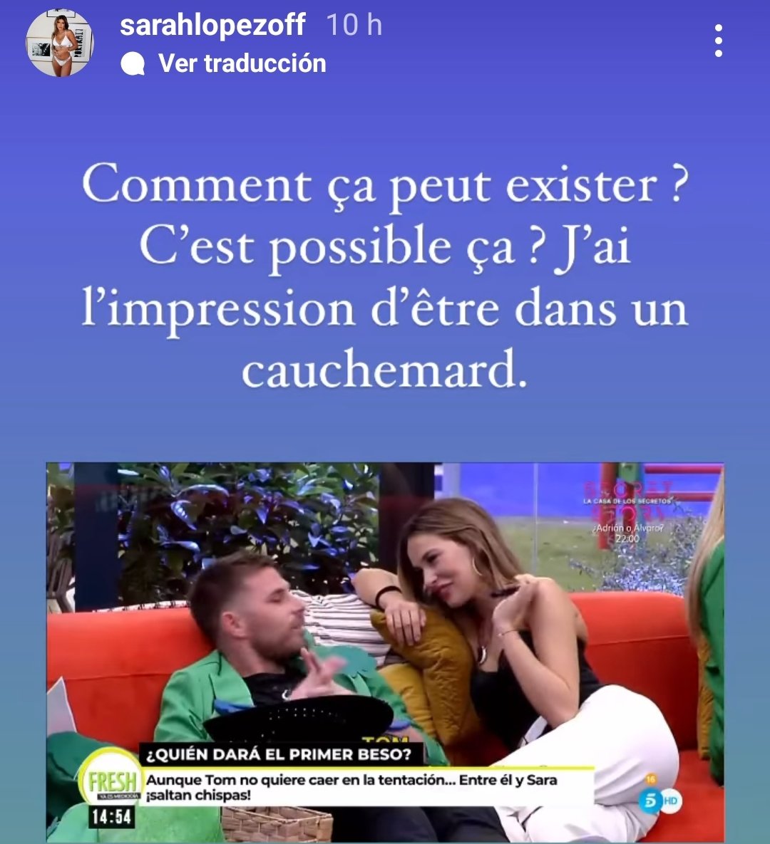 AmorRomeira's tweet photo. "LA NOVIA" de TOM la que no se sabía nada de lo que había pasado en España. Reaccionado a Tom con Sara.
Traducción de lo que ha puesto.
"¿Cómo puede ser esto? ¿No es posible? Me siento como si estuviera en una pesadilla." @SecretStory_es #Secret #Secret16M https://t.co/TJPKhSNDoI