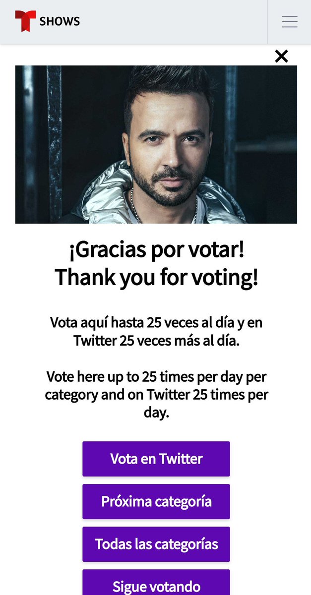 BrigitteAArce's tweet photo. Voto por @LuisFonsi en #ArtistaFavoritoPop en los #LatinAMAs 2022 #LuisFonsiPeru @LuisFonsiPeru https://t.co/1XPGBLJ6xD