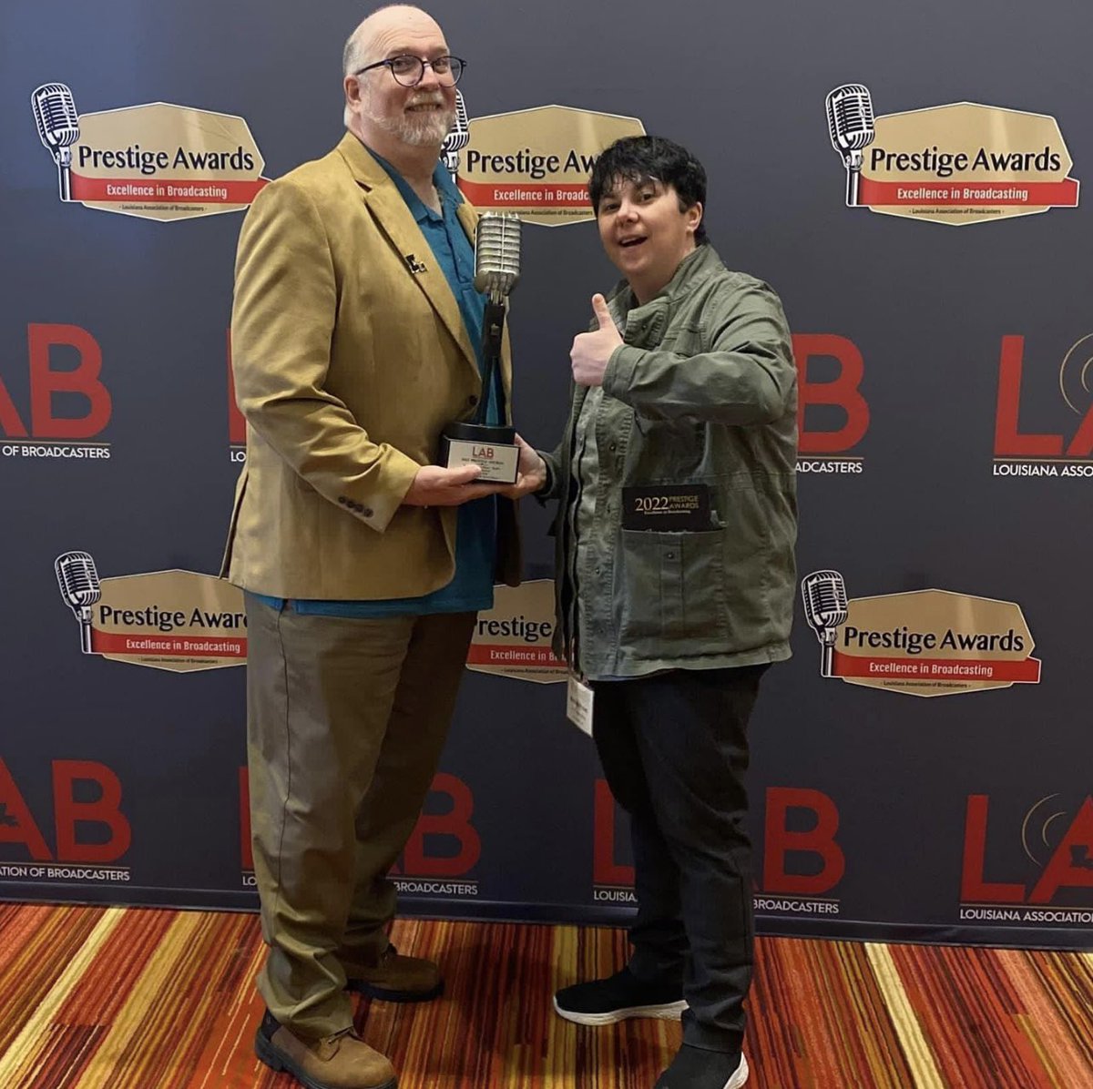 We (The Melissa and David Show) brought home the “Best Morning Radio Show” in Louisiana at the 2022 LAB Prestige Awards today in Baton Rouge. 😁

#krrv #themelissaanddavidshow #countryradio 
#prestigeawards #prestigeawards2022 #bestmorningshow 🏆

 #Prestige2022