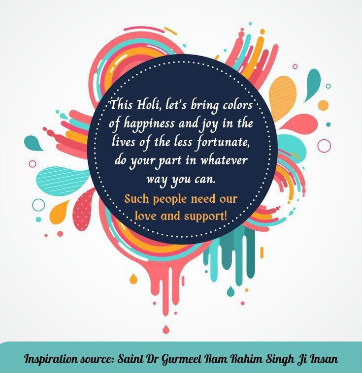 Ashwani67792789's tweet photo. The people living miserable life are now living a wonderful life because they followed the right path of hardwork, humanity and honesty. This path was shown to them by Saint Gurmeet Ram Rahim Ji. Thank you Guruji for filling color in everyone's life. Happy Holi #ColorsOfHappiness https://t.co/nygTlmRToH