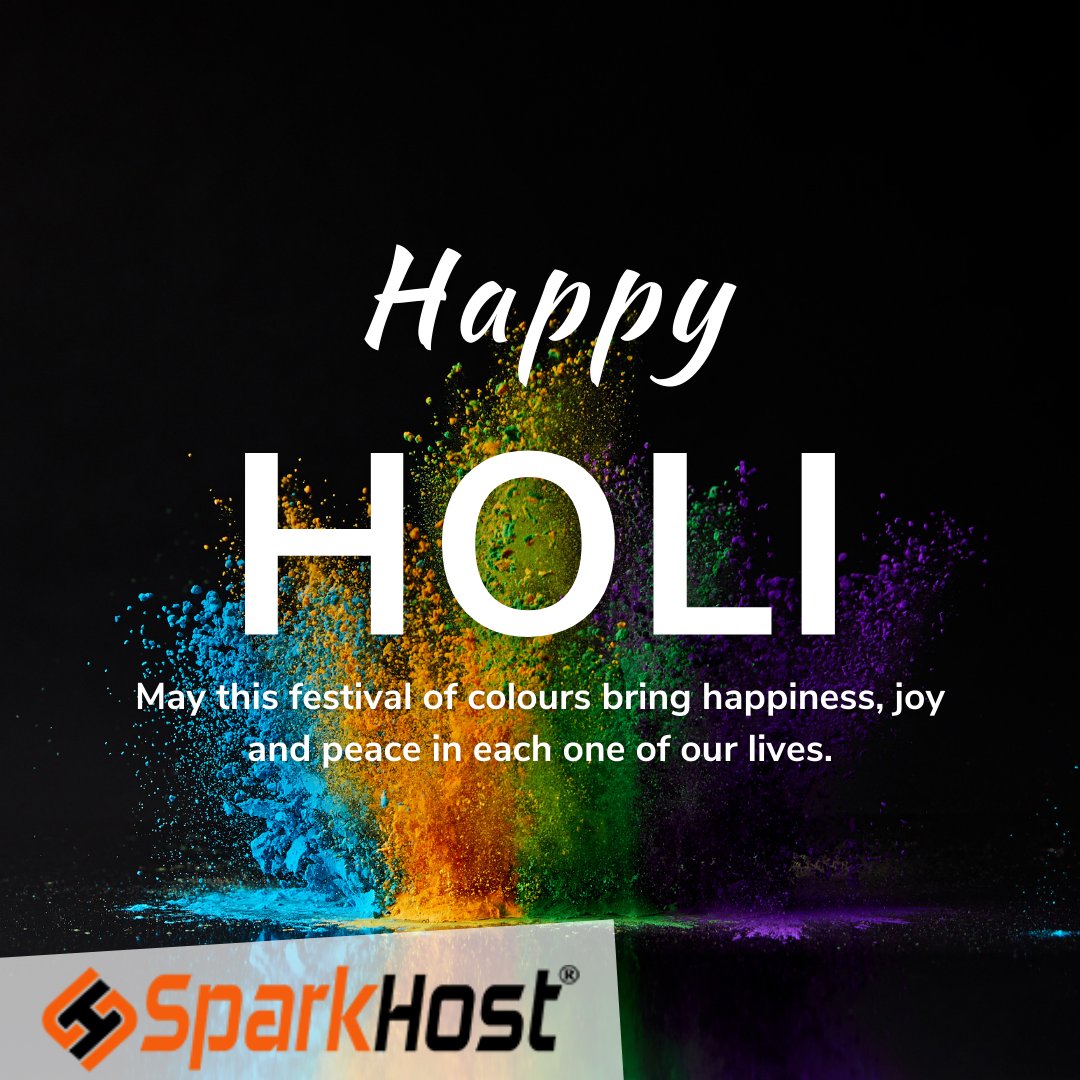 SparkHost_India's tweet photo. May this festival of colours bring happiness, joy, and peace to each one of our lives.

#sparkhost #holihai #holi2022 #inregistrar #domainname #clouds https://t.co/lYdHwc2WMX