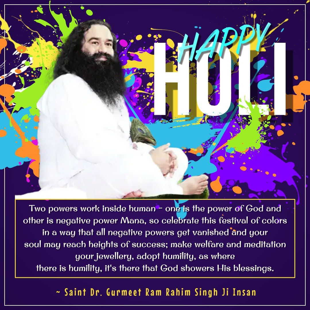 annu_Kalkhanda's tweet photo. Holi is celebrated with a lot of happiness. May the colors of Holi come with positive energy and make everyone life cheerful &amp; Happy! Burn the ego and with it, all negative energy in the fire of Holika Dahan, inspiration source is Saint Gurmeet Ram Rahim Ji.  #ColorsOfHappiness https://t.co/LYdX9WHXXY