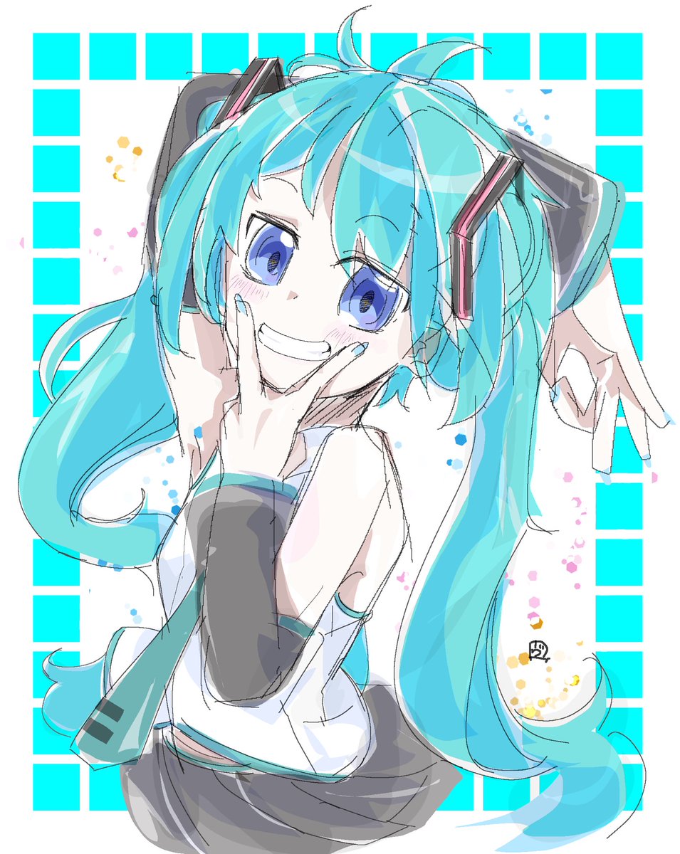 初音ミク「は つ ね

 み く
#初音ミク 」|ヴォルさん.⚡️✌︎('ω'✌︎ )⚡︎のイラスト