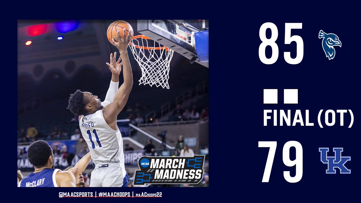 FINAL | <a href="/PeacocksMBB/">Saint Peter's Men's Basketball</a> UPSETS No. 2 Kentucky

LET'S GOOOOOO!

🦚 85
🔵 79

#MAACHoops || #StrutUp 🦚