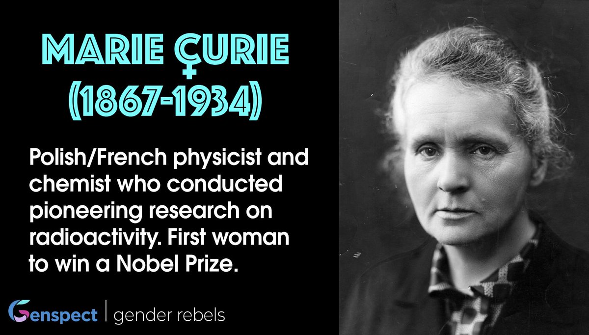 genspect's tweet photo. Tonight’s female #GenderRebel is the amazing trailblazing scientist, Marie Curie. #WomensHistoryMonth Visit our slideshow: https://t.co/jPCsZ6psbR https://t.co/Bo5uTh56JW