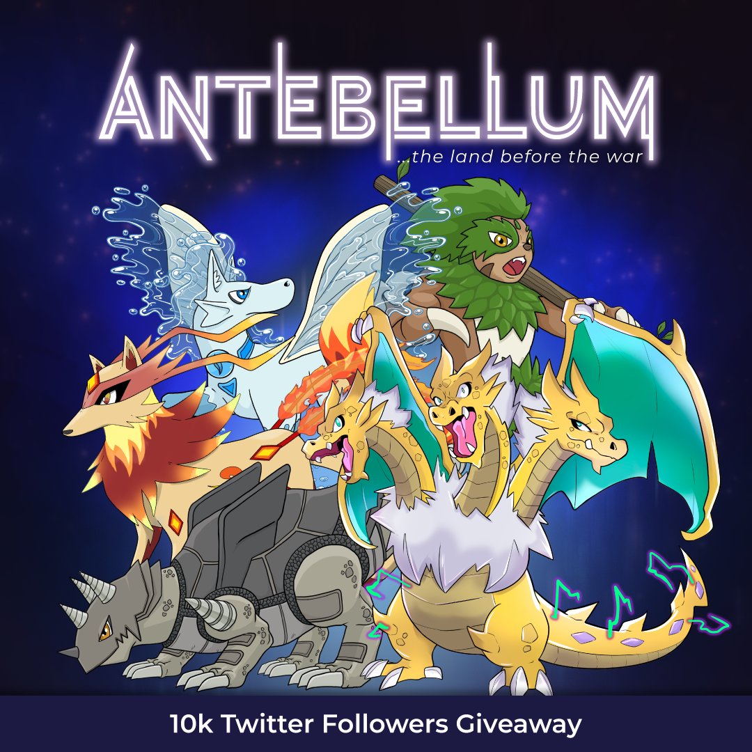 🎊10k Followers Celebration🎊
Huge Thank you to everyone who has supported us thus far. To show our appreciation we have decided to do our largest giveaway yet.

🎁100 Whitelist Spots🎁
Simply
Join our discord: discord.gg/antebellumgames
And❤️+ RT and follow our Twitter
Thank You❤️
