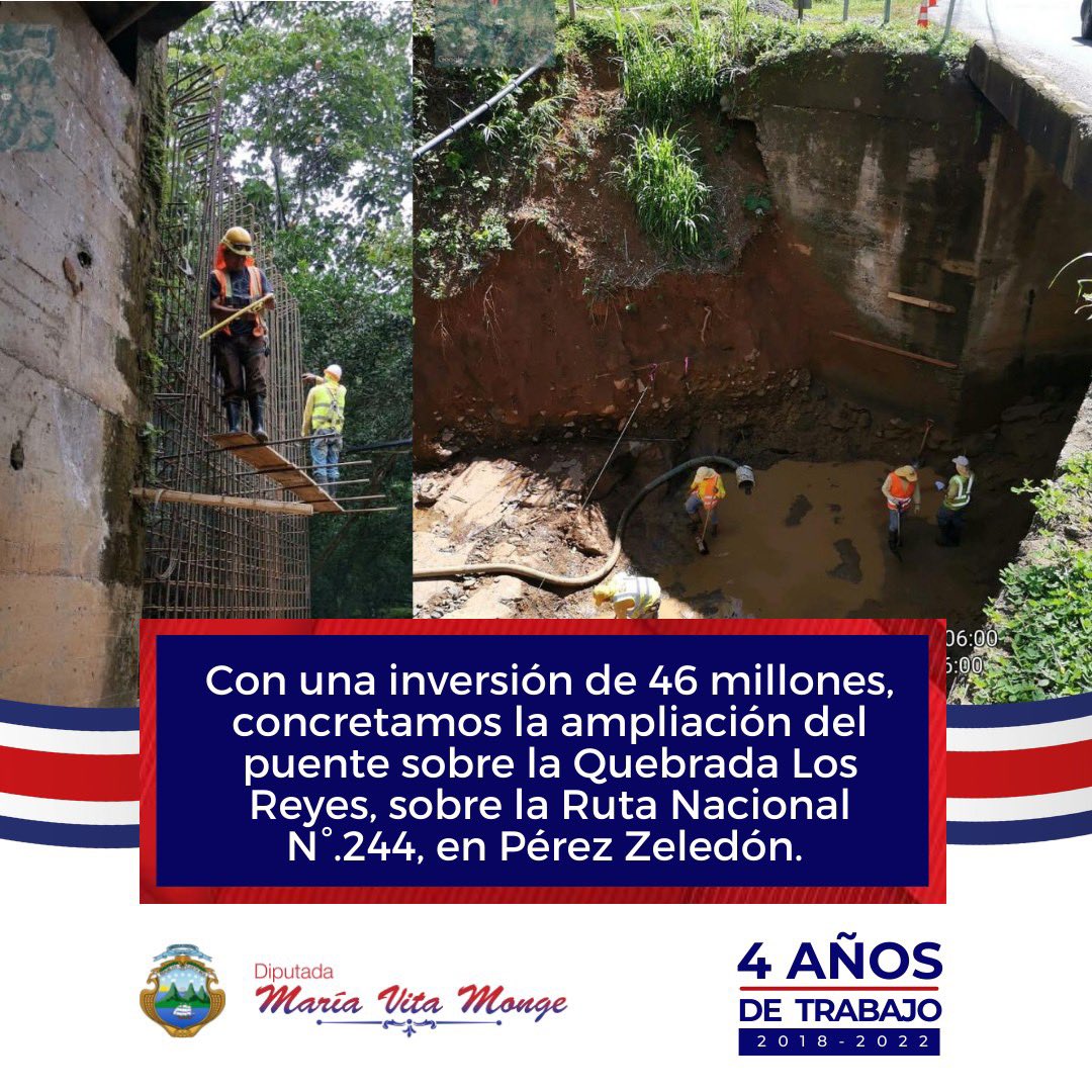 #RendiciónDeCuentas Como parte de nuestras labores de articulación interinstitucional con el MOPT, Conavi y la Presidencia de la República, el puente sobre La Quebrada Los Reyes en la ruta 244 fue ampliado en mayo de 2020 con una inversión de 46 millones de colones.