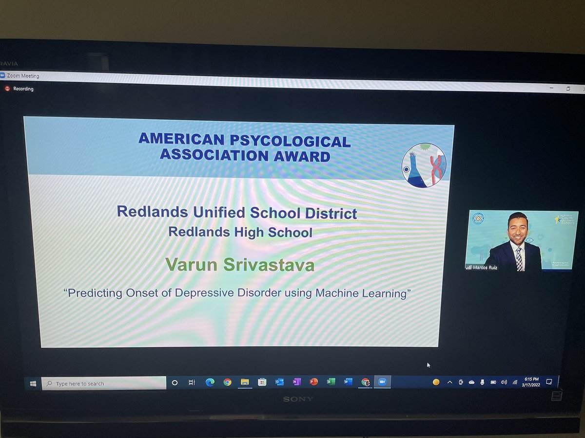 RedlandsSTEAM's tweet photo. Varun Srivastava, junior @RedlandsHighSch @RedlandsUSD won American Psychological Association, Biomedical Science, MuAlphatheta, STEP, SIMSEF GOLD, and is also ISEF FINALIST!! We are So PROUD of YOU!! #thisisRUSD #RUSD2025 https://t.co/3fZ1tUYRMX