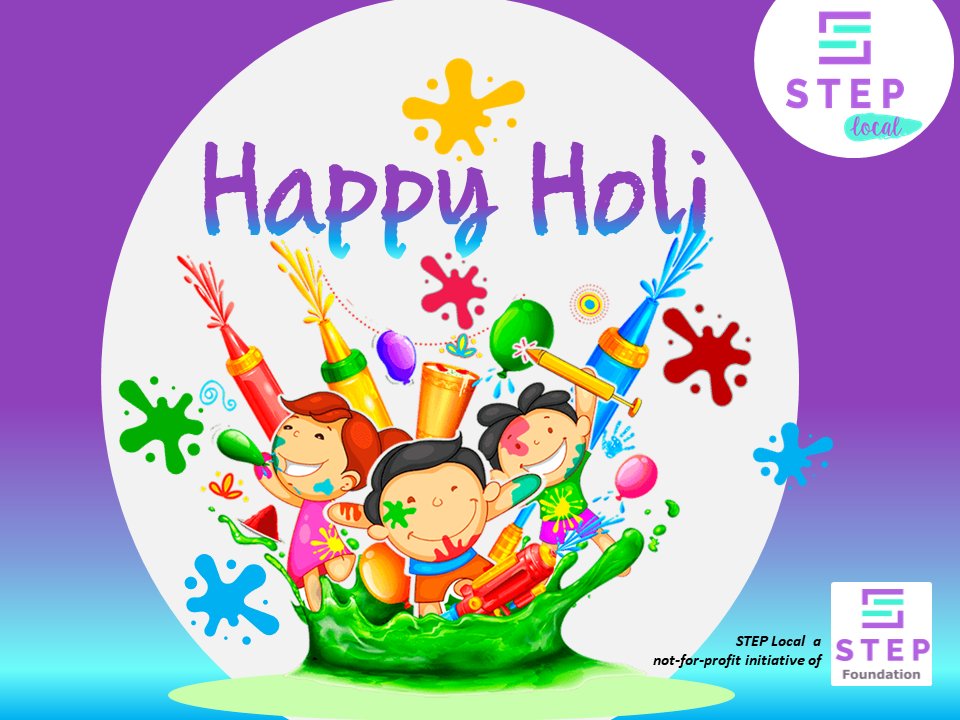 STEP_Local's tweet photo. This Holi, let the colors of joy fly and touch the hearts of your loved ones. Wishing you a very safe and #EcofriendlyHoli!
#HappyHoli!

#STEPLocal is a not-for-profit initiative of STEP Foundation

#Holi2022 #HappyGreenHoli2022 #SafeHoli https://t.co/ohXDUbsvyR