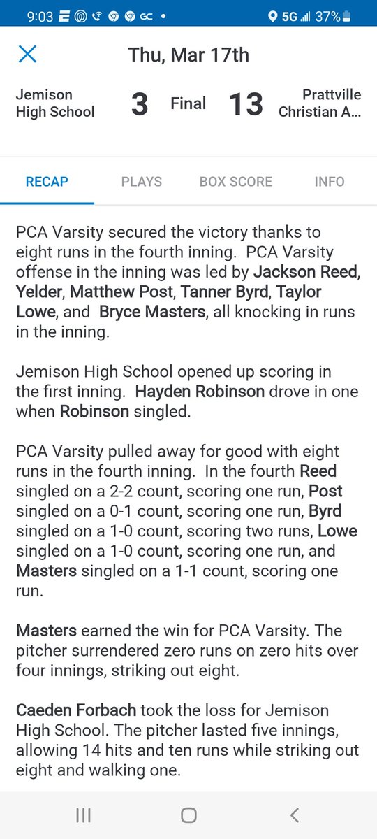 Prattville Christian Academy Baseball tweet media