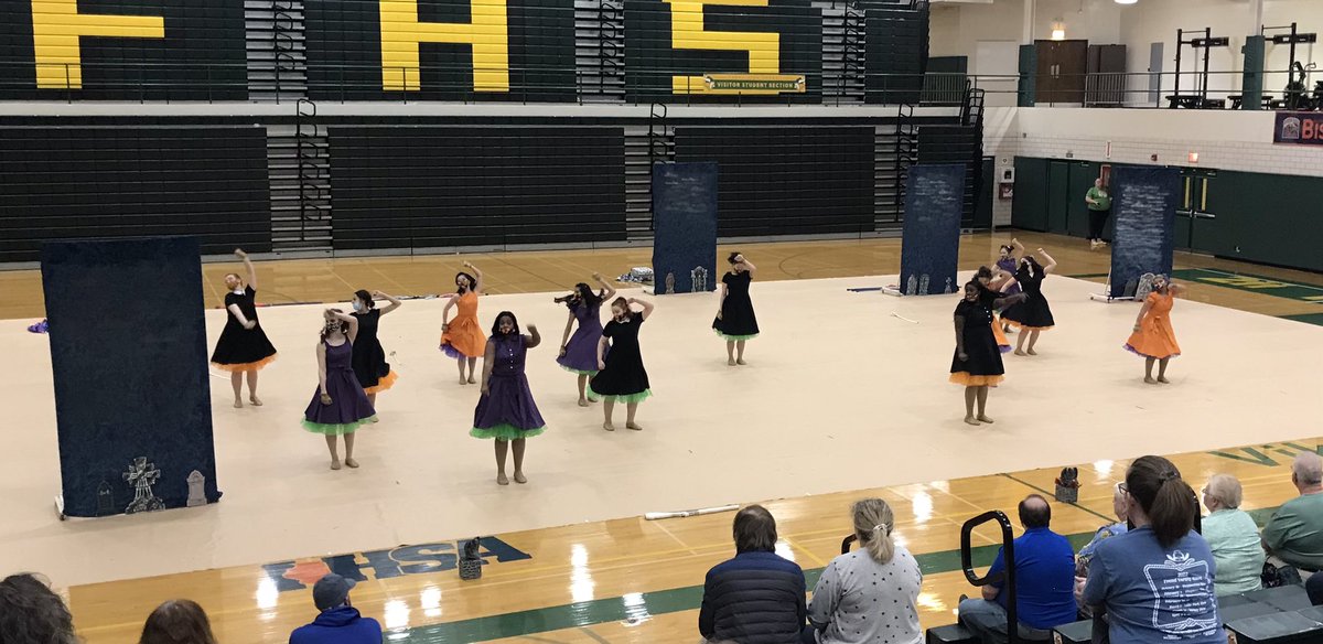HEHSFlags's tweet photo. Gotta love that monster!  Fun show, Varsity Skyhawks! 🧡💙#hoffmanhawks #mwcgc https://t.co/mvAcdCl96W