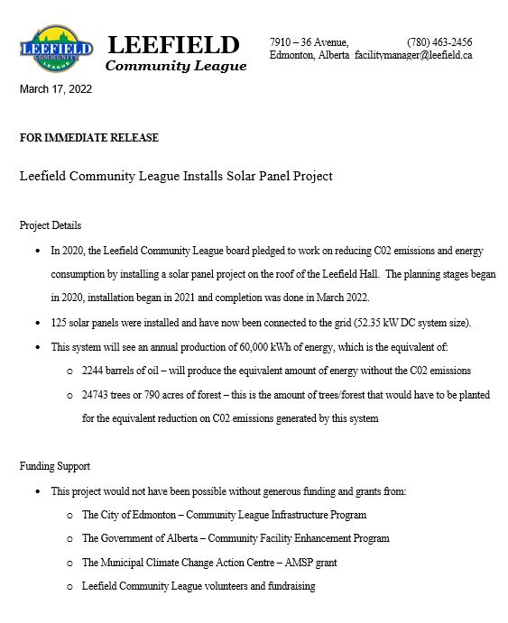 Leefield Community League tweet media