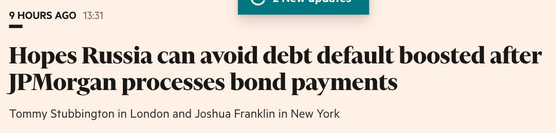 adam_tooze's tweet photo. Foreign direct investors in Russia are losing.
Russians are losing.
Ukrainians are LOSING everything.
Why should investors in Putin’s regime, aka foreign holders of Russian sov debt, be allowed to pocket $117m in interest payments? 
Chartbook #101. 
https://t.co/6wNQsFjx1Y https://t.co/sDNIOeNfYH