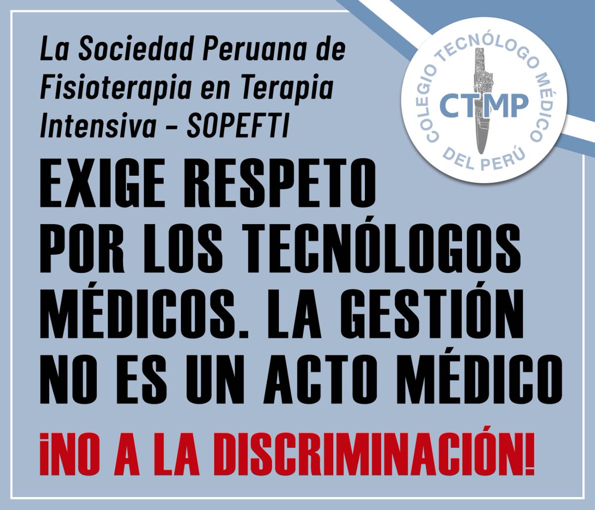 EfrainefrainEH's tweet photo. Dr. @ALEGRE_FONSECA los Tecnólogos Médicos no recetamos, no firmamos informes Clínicos ni diagnósticos Clínicos, toda esa información es una FALACIA de una minoría de médicos patólogos Clínicos q no quieren perder su estatus quo. 
@BetssyChavez
#UnidadOrgánicaTecnologíaMédica https://t.co/5O4ZO9Rzm2