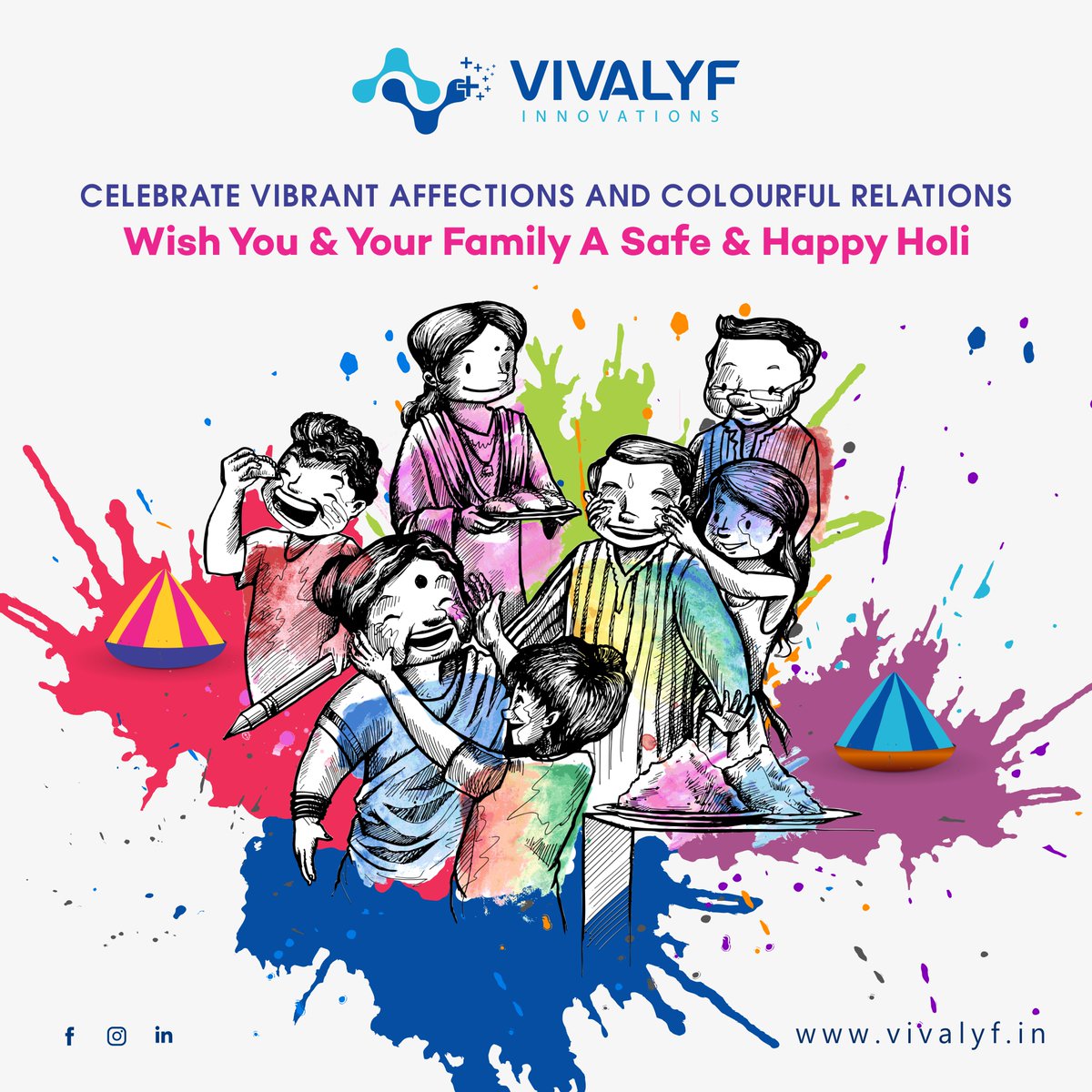 vivalyf's tweet photo. Destress yourself with the vibrance of affections through the colors of strong relationships. 
@vivalyf  Innovations wishes you and your family to celebrate a safe and happy holi.
#Holi https://t.co/nfgFh4j6DM