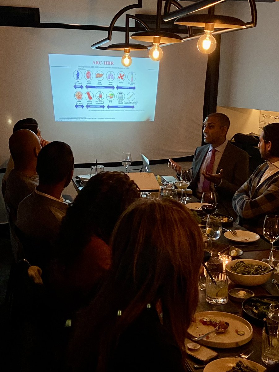 DrAnkitKPatel's tweet photo. Great in person dinner and discussion on #HighBleedingRisk with fantastic colleagues and cath lab staff from @MtnsideMedCtr. Thanks to @AbbottCardio for the opportunity! #ClinicalExcellence #PatientFirst #BeBetter https://t.co/KXulYNlMwv