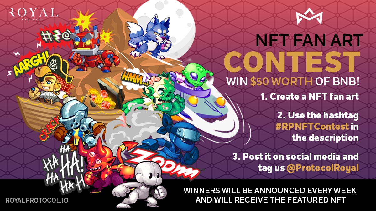Are you a fan of NFTs? Then you have what it takes to compete in our fan art contest! 🖼️

Join our weekly #RPNFTContest to create fan art for our featured #NFT. The winner will be announced each Friday and gets $50 worth of #BNB and the NFT they made art of! 👑
