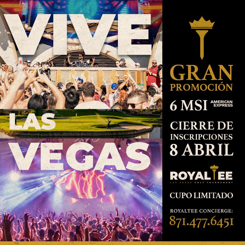 TheRoyalTeeGolf's tweet photo. El mejor torneo de golf te espera en Las Vegas ⛳🏌🏻Disfruta de un torneo de experiencia del 19 al 22 de Mayo 

Inscripciones: 8714776451

@ResortsWorldLV @ZoukGroupLV
@CARLOSLGUERRERO @GarciaPosti @sergiorosetelv

#PlayTheExperience #TheRoyalTeeLasVegas https://t.co/7nRousXN40