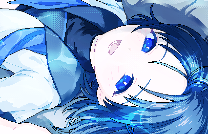 1girl solo blue eyes short hair open mouth blue theme looking at viewer  illustration images