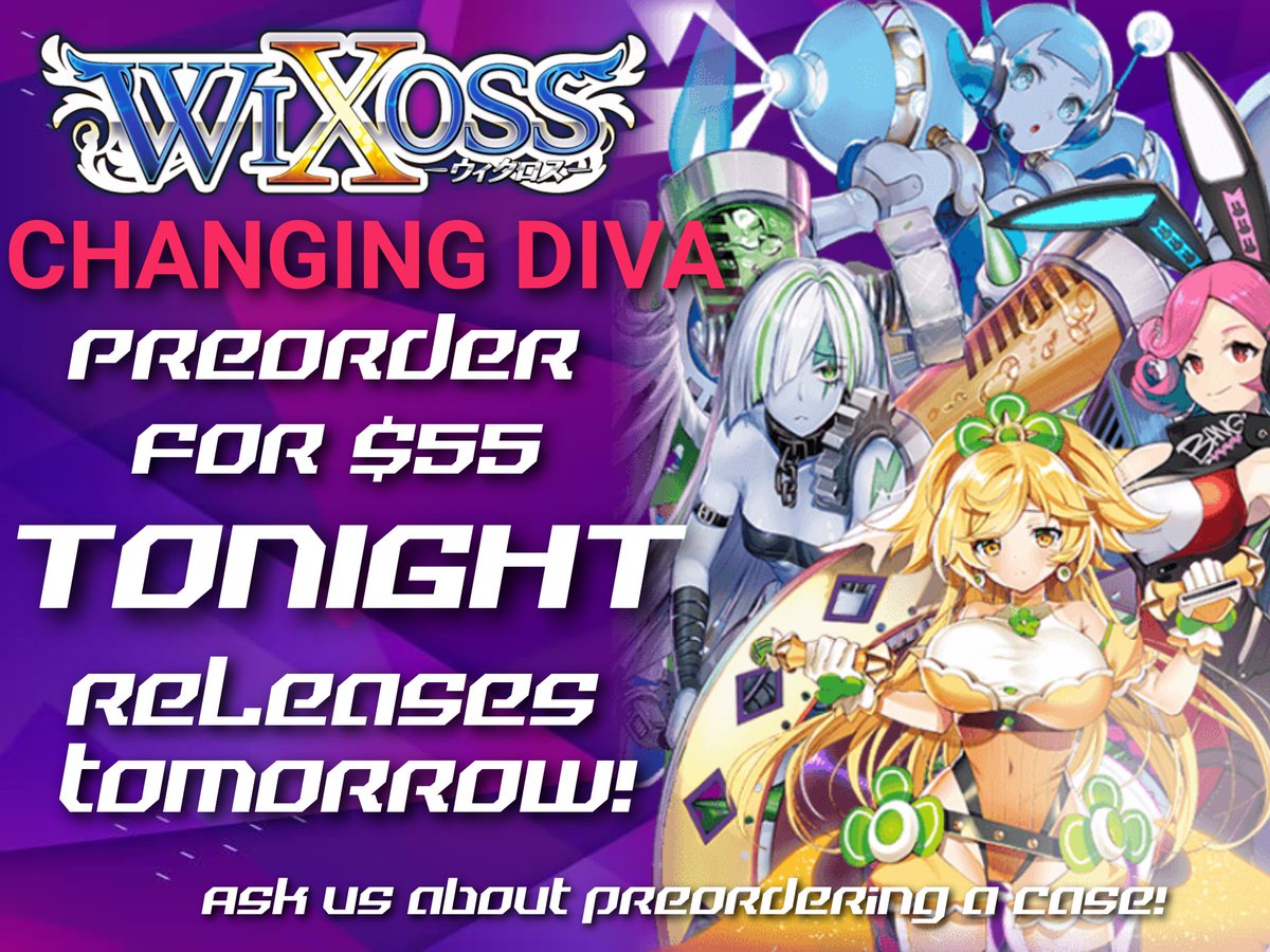 StormKingGaming's tweet photo. 🚨📢 LAST DAY PREORDER SPECIAL 📢🚨

In celebration for tomorrow's Changing Diva release! 
#SKGdeals #wixoss #wixosstcg #wixossdivaalive #changingdiva https://t.co/jqPhnMjpYo