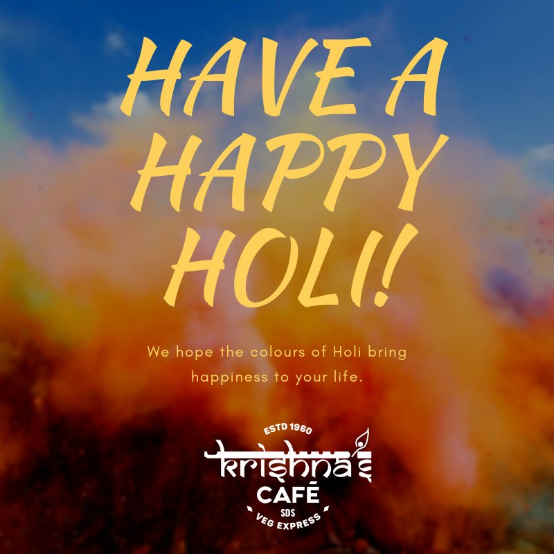 KrishnasCafe's tweet photo. Happy Holi 🙂 https://t.co/SLPupfg0EC