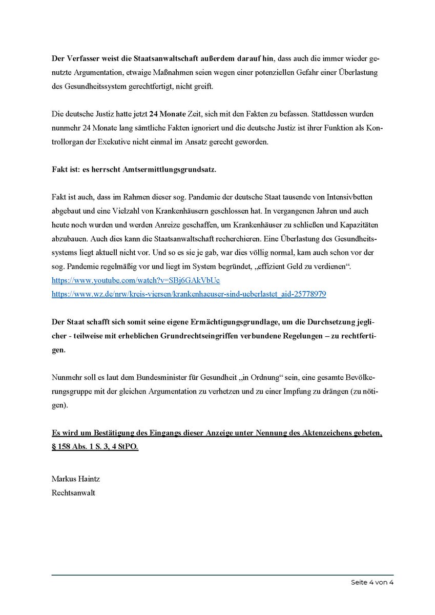 Haintz_MediaLaw's tweet photo. Ich habe heute bei der Staatsanwaltschaft Berlin Strafanzeige gegen Karl #Lauterbach gestellt, wegen des Verdachts der Volksverhetzung und der verletzenden Beleidigung.

Jeder hat das Recht eine Impfung abzulehnen. Eine #Impfpflicht wäre verfassungswidrig.

Rechtsanwalt M. Haintz https://t.co/xV4mNbdgsd