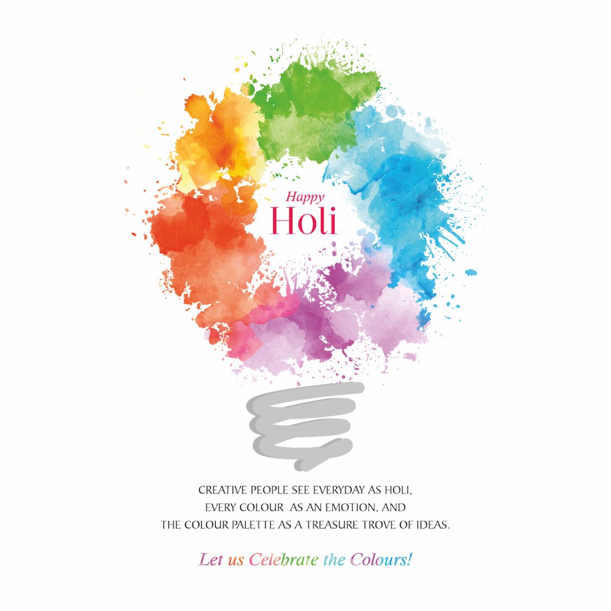 SurajVinitha's tweet photo. Creative people see every day as Holi, Every  as an emotion and the colour palette as a treasure trove of ideas. Today, let us celebrate the colours! HAPPY HOLI! https://t.co/EhtL0uKXDJ