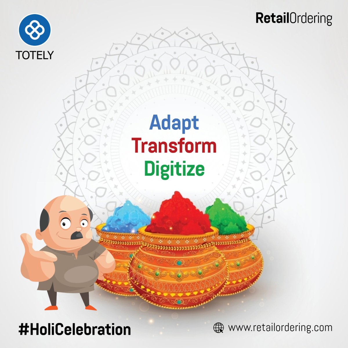 RetailOrdering's tweet photo. The colours of Holi spreads a message of peace &amp; happiness,

Let's bond and celebrate this festival of colours. Adopt I TRansform &amp; Digitize our #retail #business
#happiness #festivalsofindia #holi2022 #digitaltransformation

https://t.co/wHpGnuQd8K https://t.co/dwhAtKVbxf