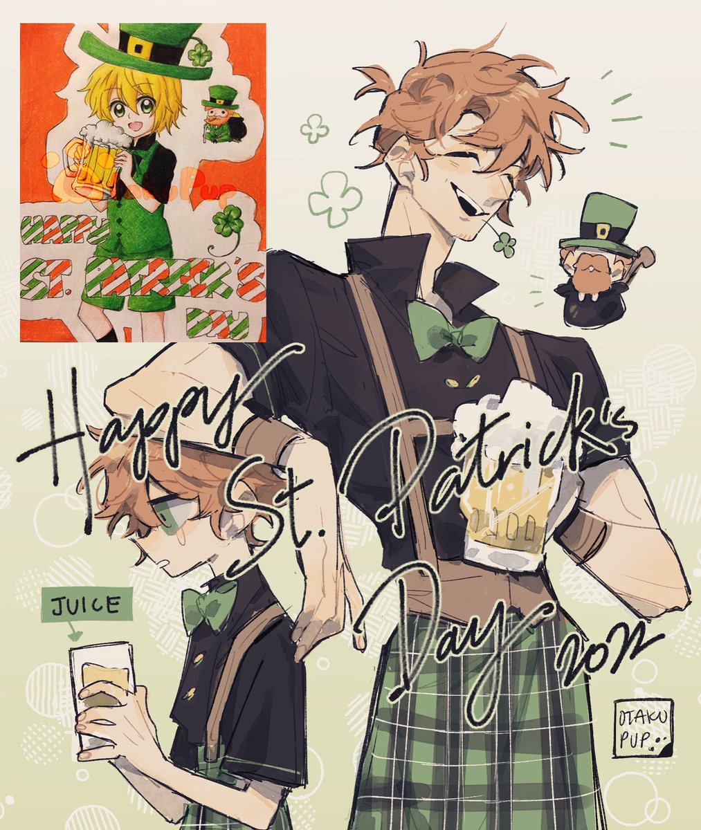 HAPPY ST PATRICKS DAY!!!
Here's my OC Patrick, he is an old man who for health reasons was turned into a kid so he would stop drinking. He can only turn back when he finds a four clover leaf on his holiday- so he can legally drink again 😂😂😂 
#otakupup 