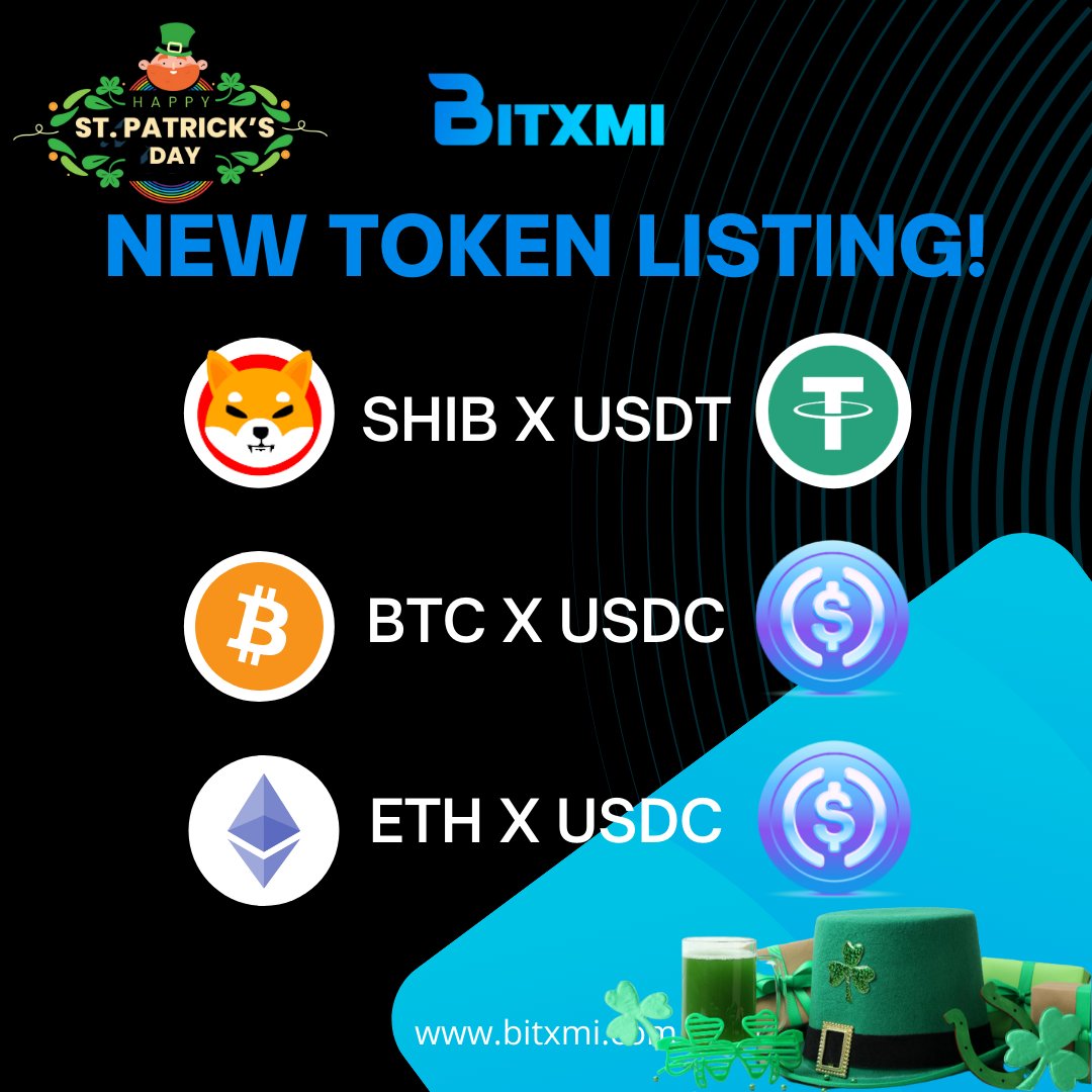 bitxmicrypto's tweet photo. We are excited to announce that three NEW trading pairs are LIVE on #Bitxmi Exchange:
1️⃣ SHIB X USDT
2️⃣ BTC X USDC
3️⃣ ETH X USDC
🔜Start your trading now: https://t.co/bwQ3Xu5kGl
#btc #eth #shiba #shibainu #tether #BXMI https://t.co/IU8RSnTpp3