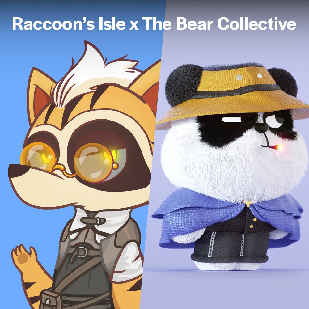 🦝 Raccoon's Isle x The Bear Collection 🐼

We partnered with The bear collective to give 2 WL spots to our community!

1️⃣Follow <a href="/raccoonsislenft/">Raccoon's Isle</a> &amp; @TheBearCollect
2️⃣♥️, RT
3️⃣tag 3 friends

#NFTCommunity #NFTs #Giveaway