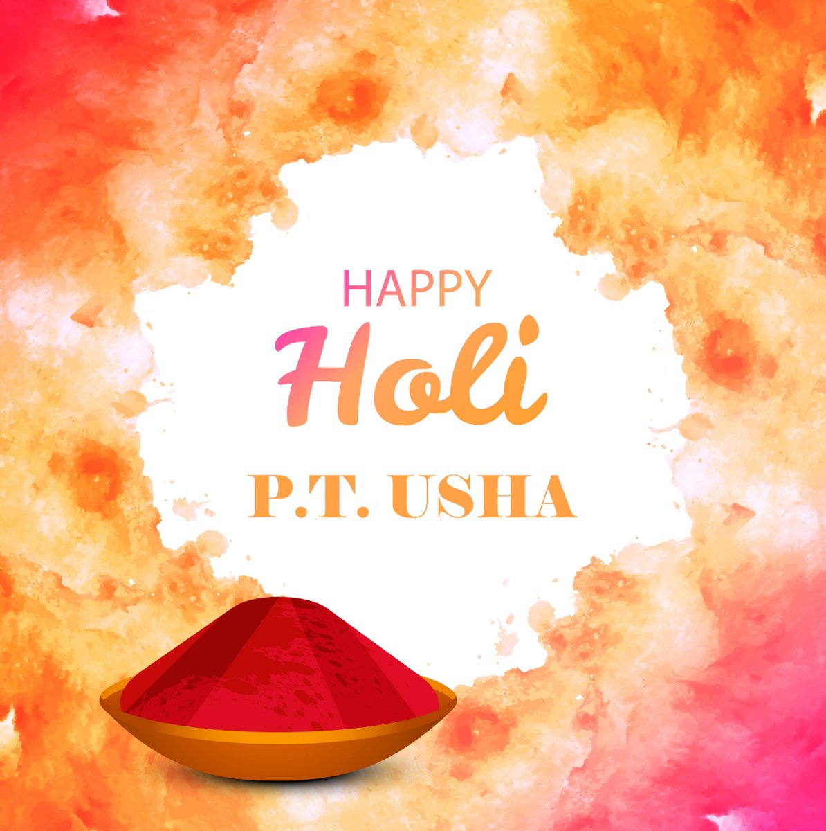 PTUshaOfficial's tweet photo. This #Holi, may your life be coloured with the hues of happiness, joy, love and good health. Enjoy the festive spirit with safe celebrations. Happy Holi! https://t.co/CmUqyRwG8B