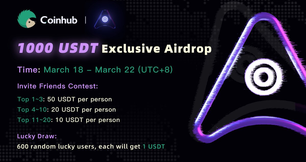 Coinhub_Wallet's tweet photo. #Coinhub &amp; @ATTA_Metaverse Exclusive #Airdrop 
🪙Prize: 1000 #USDT 
📆March 18 - 22 (UTC+8)

🏆Invite Friends Contest: Top 20
🎁Lucky Draw: 600 lucky users

Rules
✅RT+Like
✅Follow @Coinhub_Wallet &amp; @ATTA_Metaverse 
✅Fill out the gleam: https://t.co/6OiLKNf4d6

#Metaverse #NFT https://t.co/I3x2FMmAnl