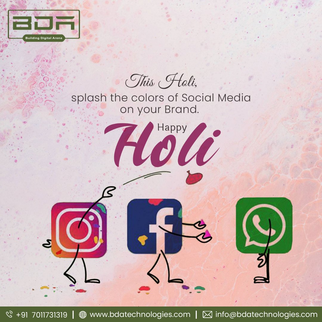 BDATechnologies's tweet photo. Every colour has a meaning. Let's colour your brand this Holi.  Happy Holi https://t.co/ngjFwVtSPG